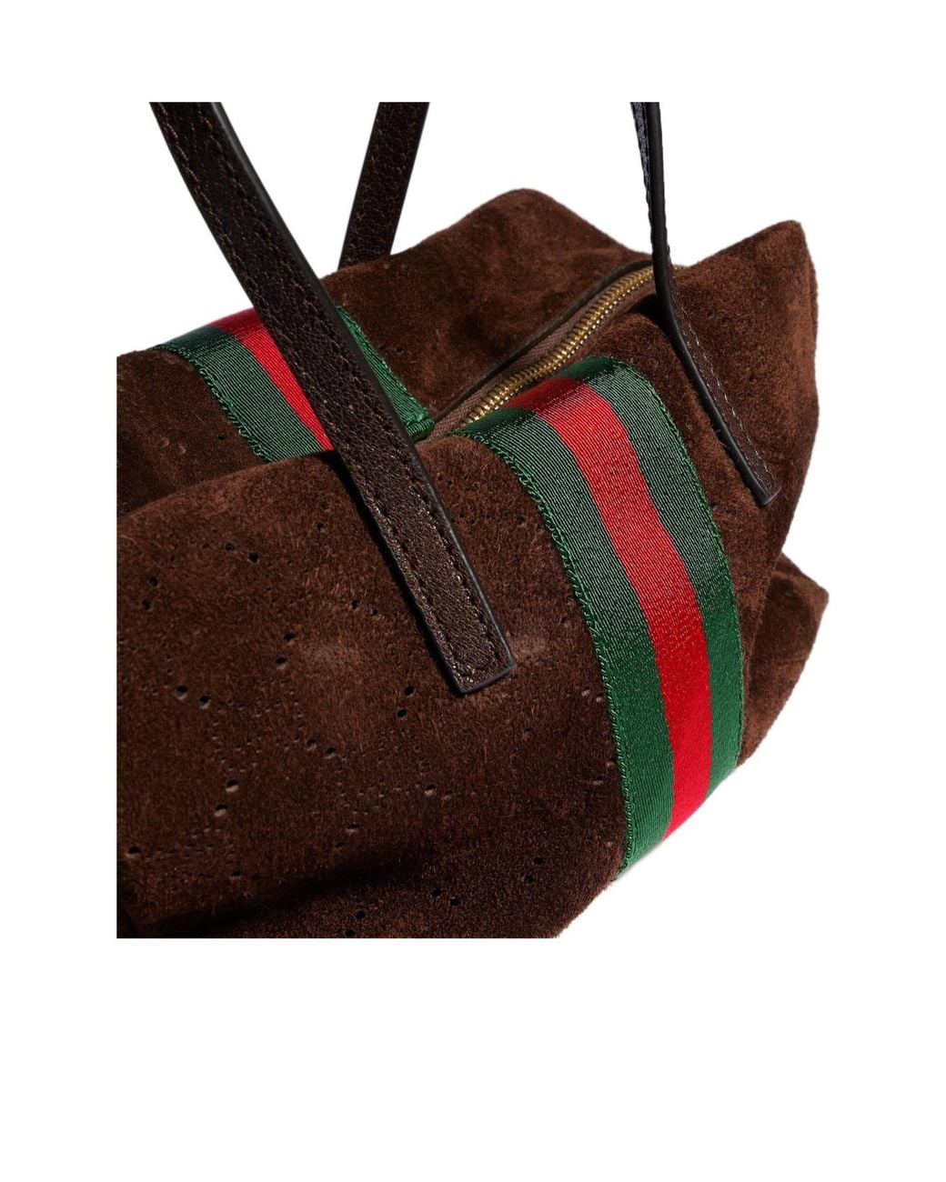 Gucci Brown Small Boston Bag With Web