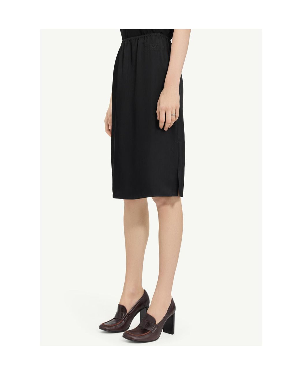 MM6 by Maison Margiela Black Satin Midi Skirt