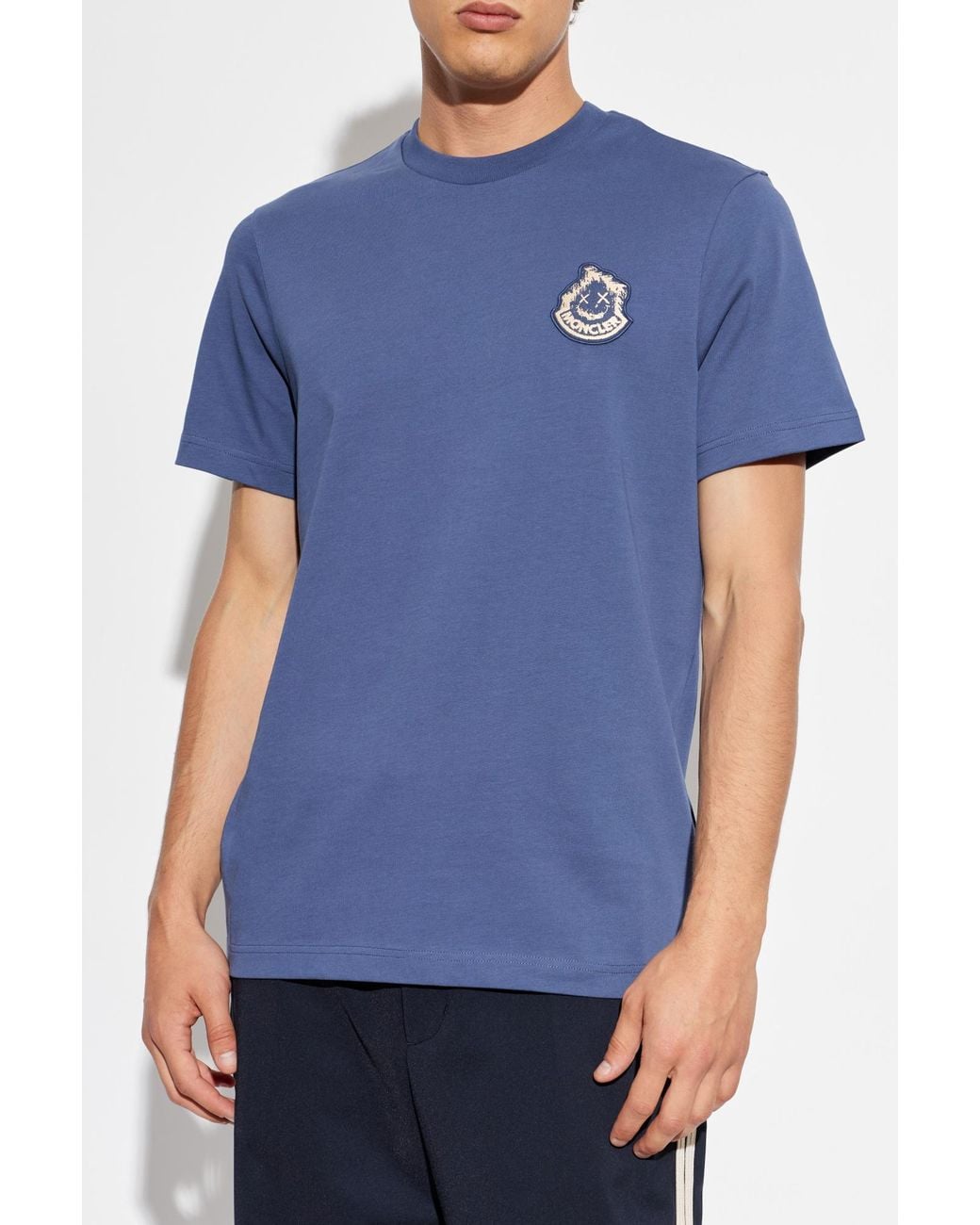 Moncler Blue Crest Logo Patch T-Shirt for men
