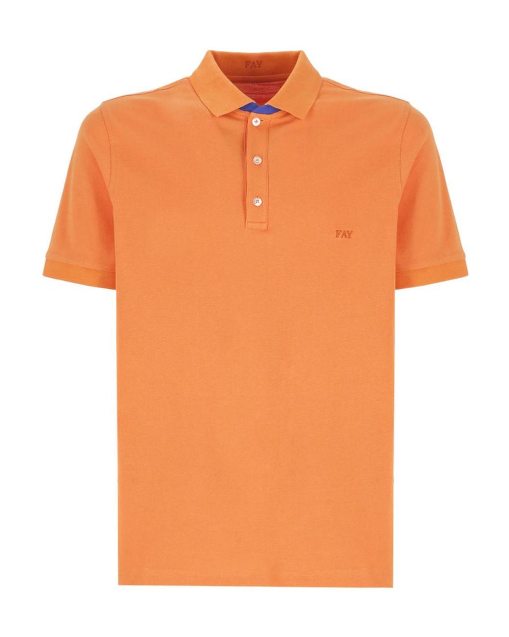 Fay Orange Logo Embroidered Short-Sleeved Polo Shirt for men