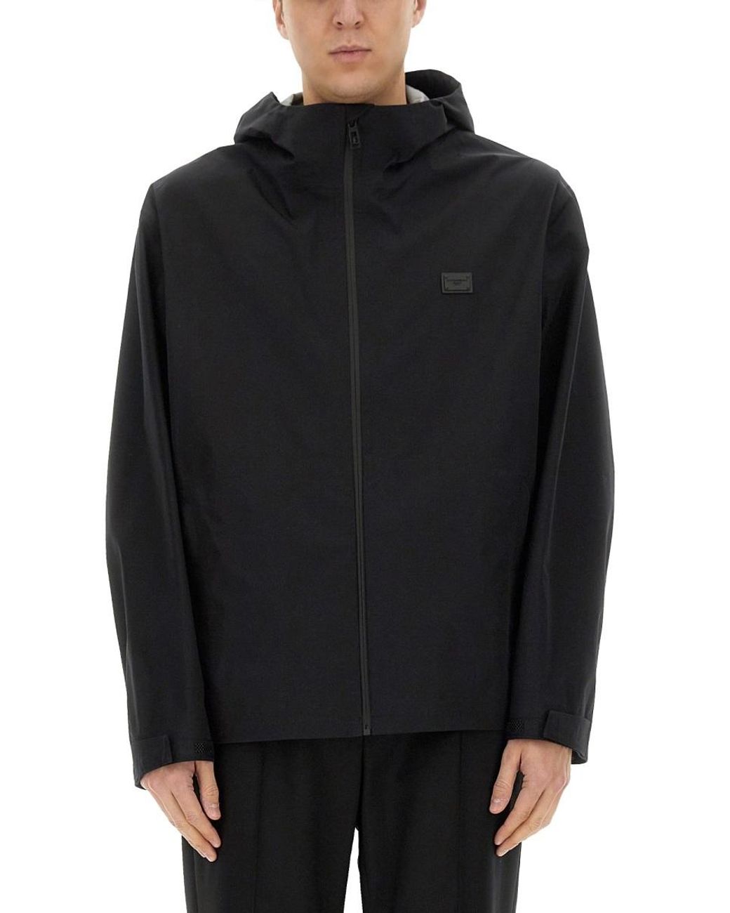 Dolce & Gabbana Black Logo Plaque Zipped Bomber Jacket for men