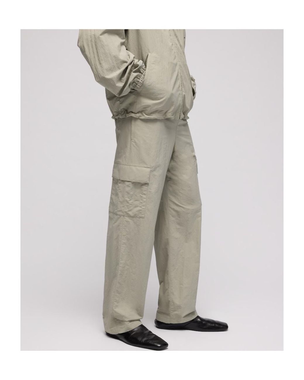 Gucci Gray Froissé Nylon Faille Cargo Pants for men