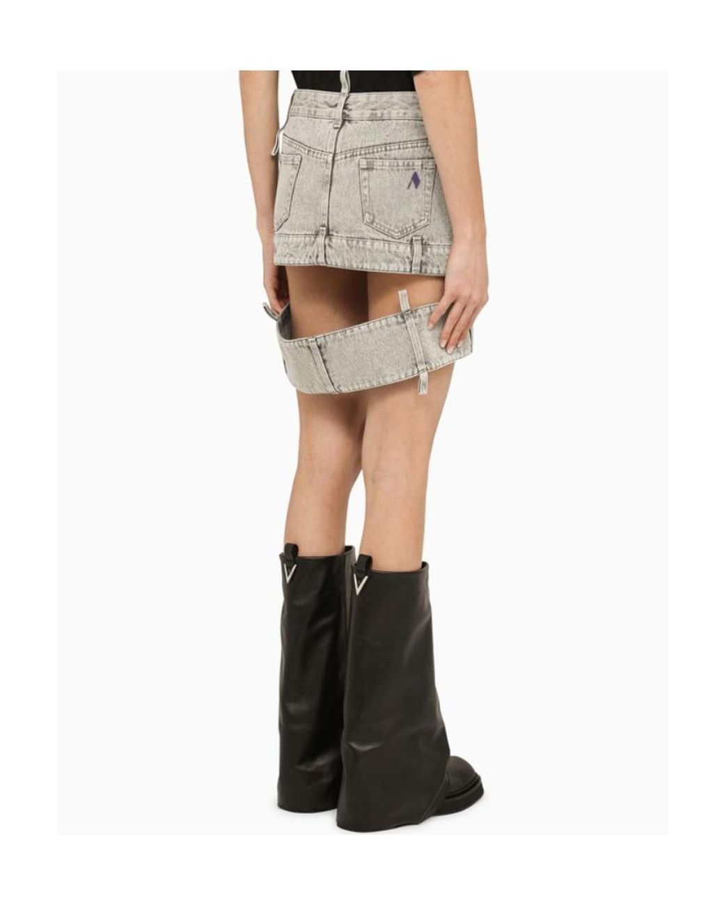 The Attico Multicolor The Cut-Out Mini Denim Skirt