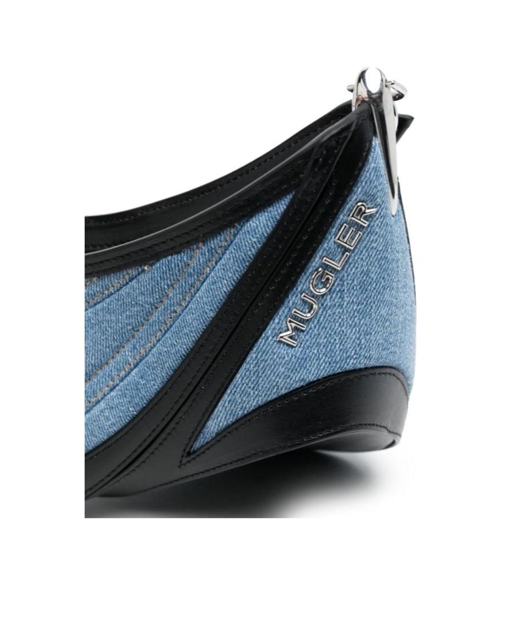 Mugler Blue Small Spiral Curve 01 Denim Bag