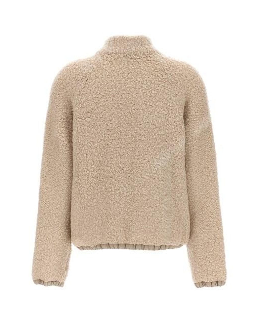 Brunello Cucinelli White High-Neck Zip-Up Jacket