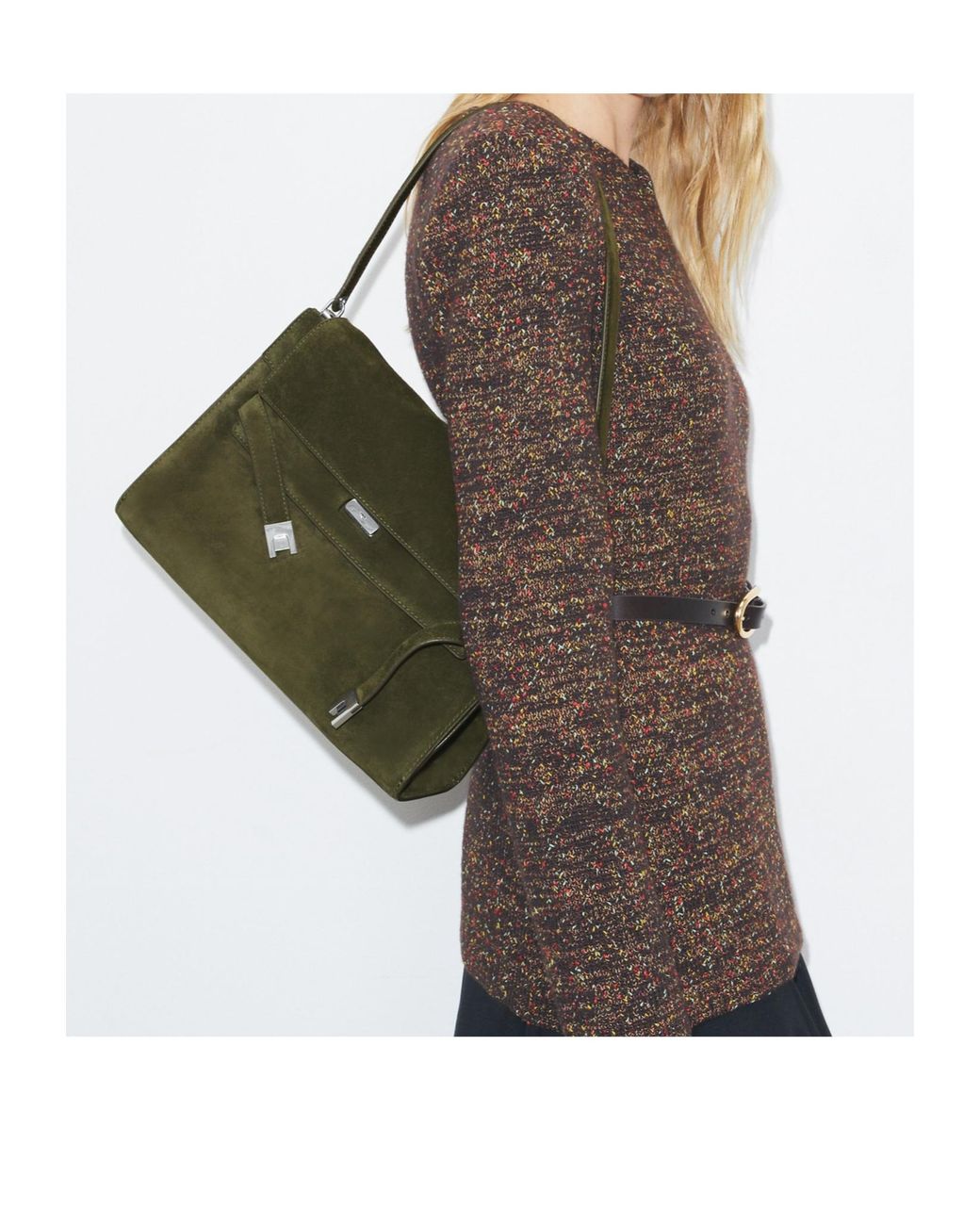 Tory Burch Green Large Lee Radziwill Suede Shoulder Bag