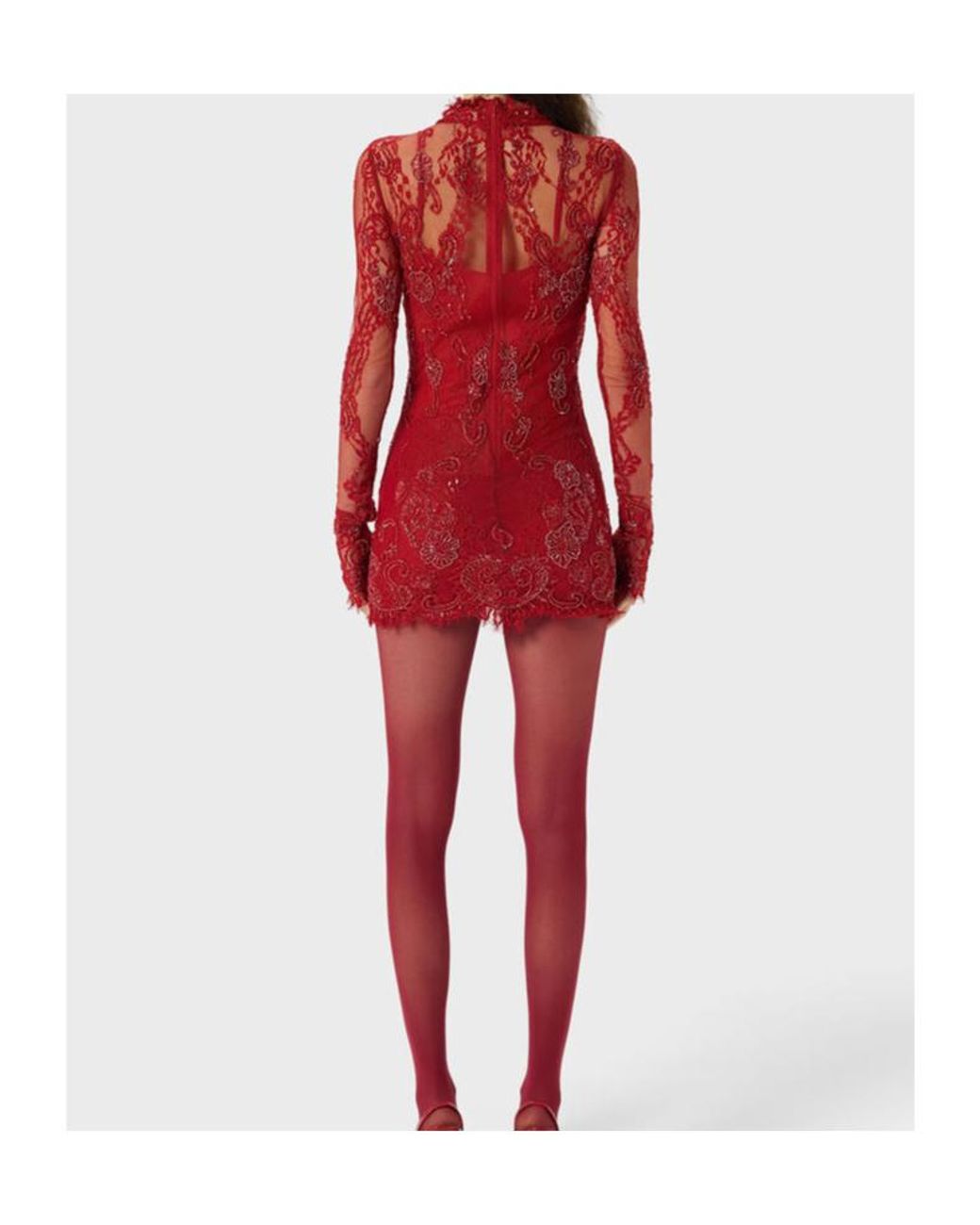Blumarine Long-Sleeve Embroidered Mini Dress