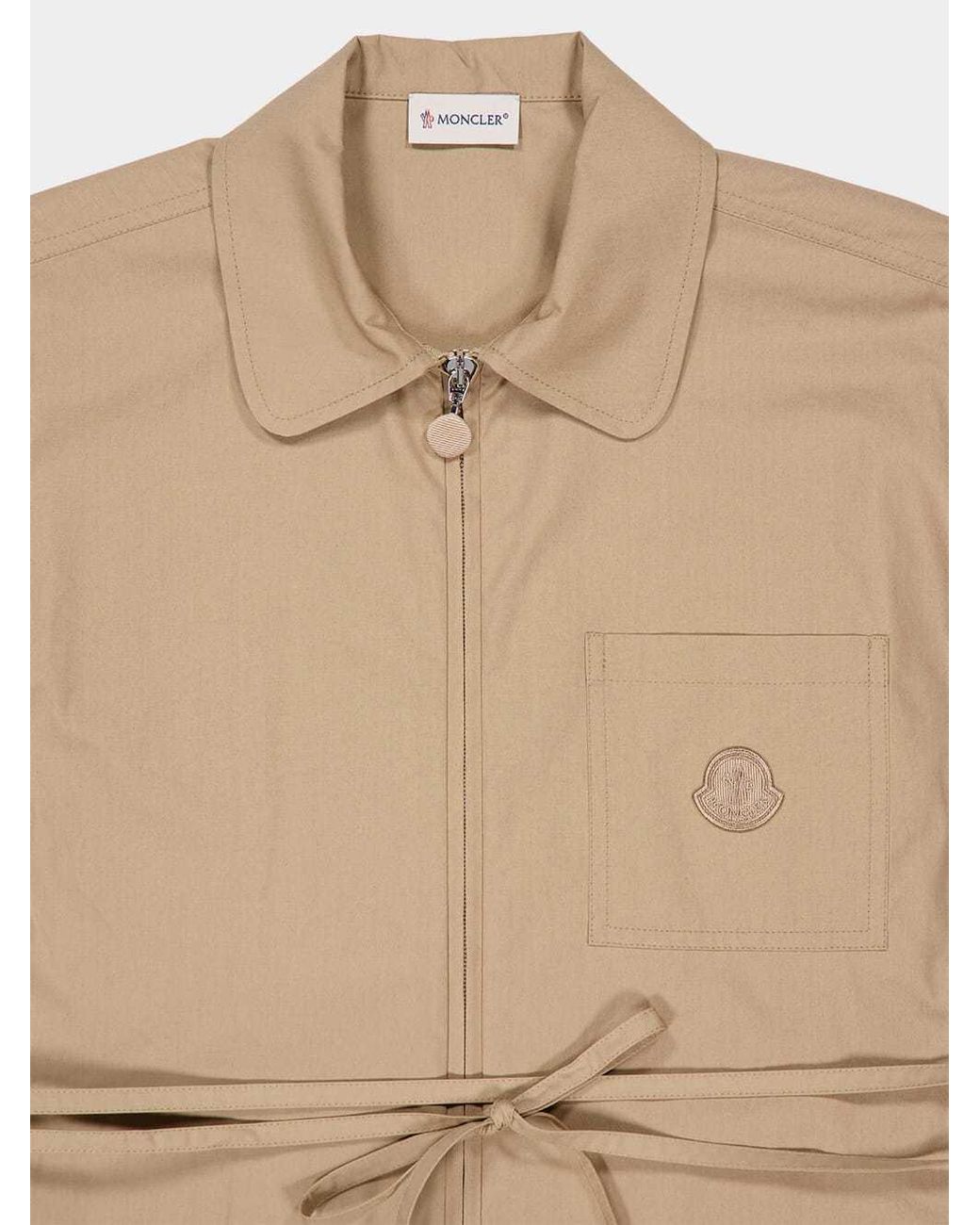 Moncler Natural Logo Patch Zipped Shirt Jacket