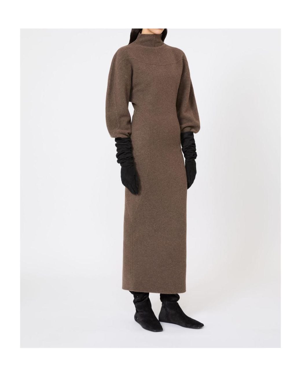 Max Mara Brown Tenuta High Neck Knitted Dress