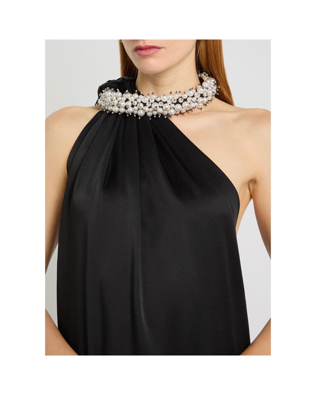 Givenchy Black Satin One-Shoulder Long Formal Dress