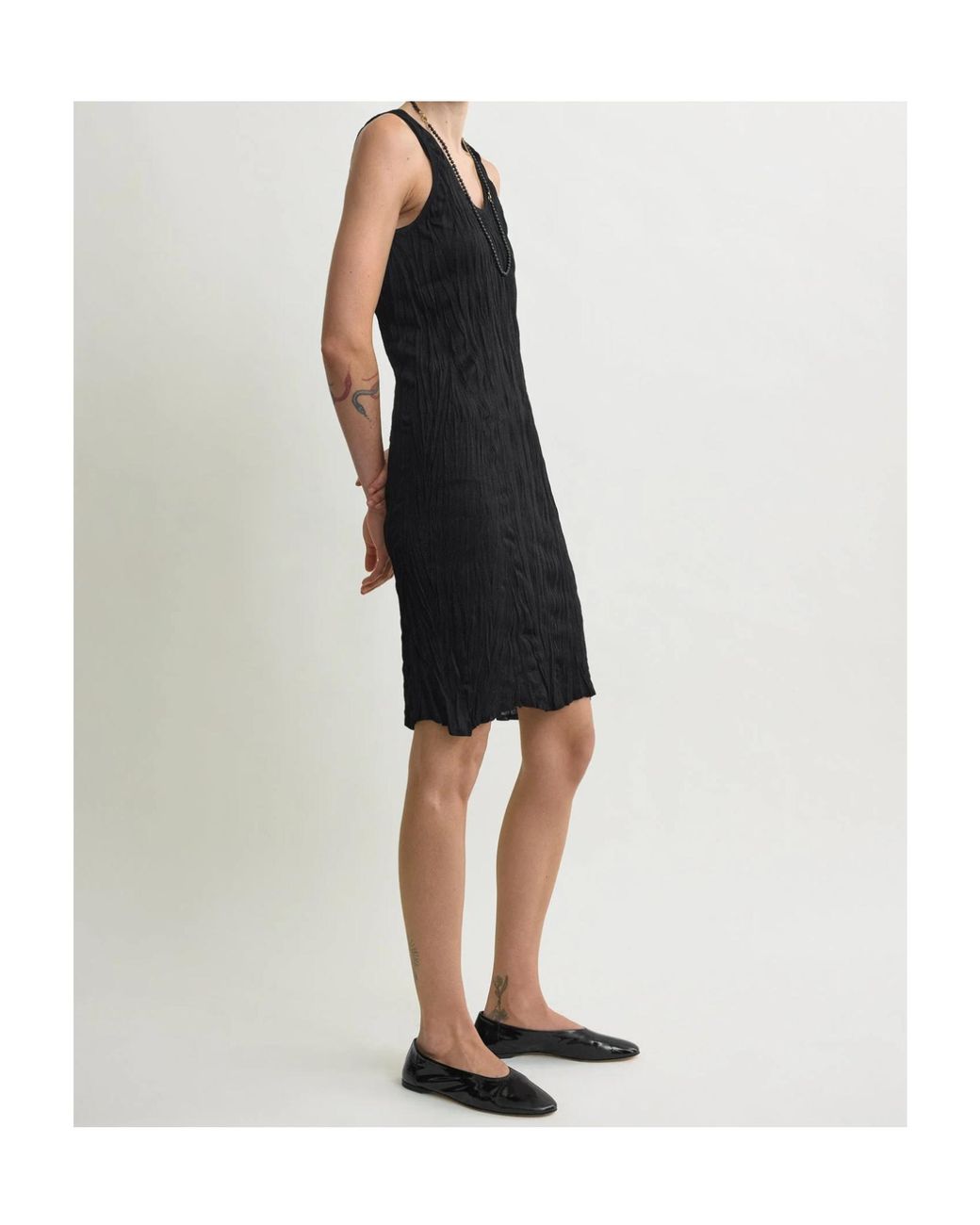 Totême  Black Crinkled Tank Dress