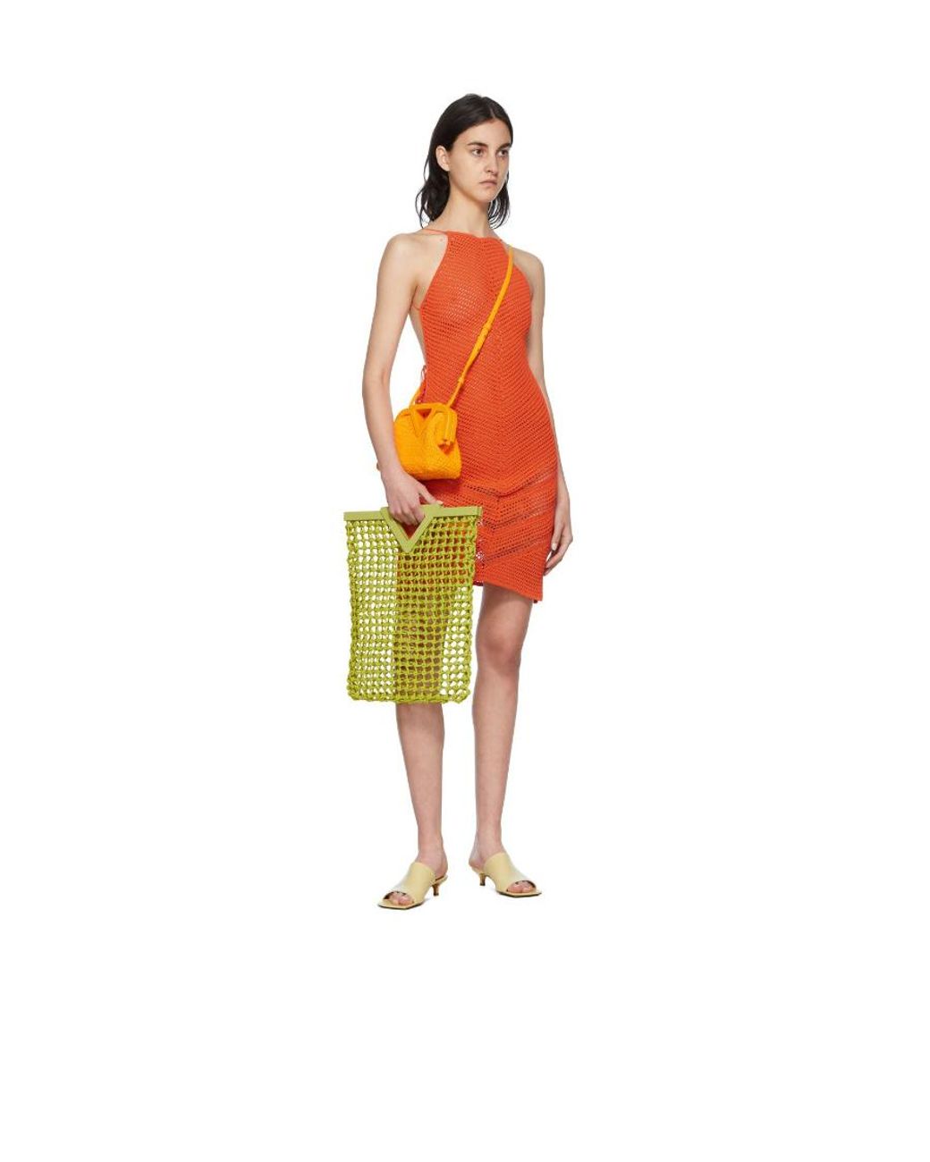 Bottega Veneta Orange Point Woven Crossbody Bag
