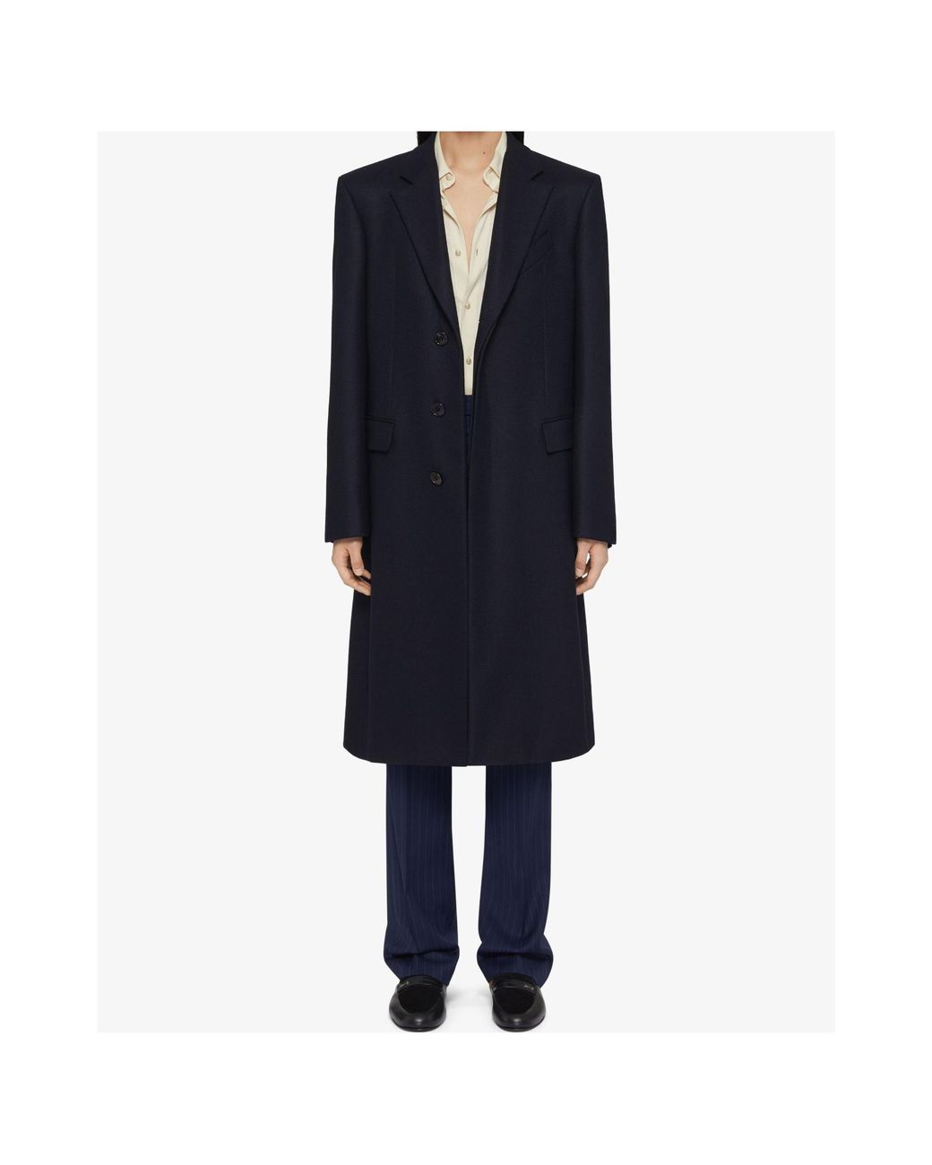 Givenchy Blue Collared Fitted Long Coat for men