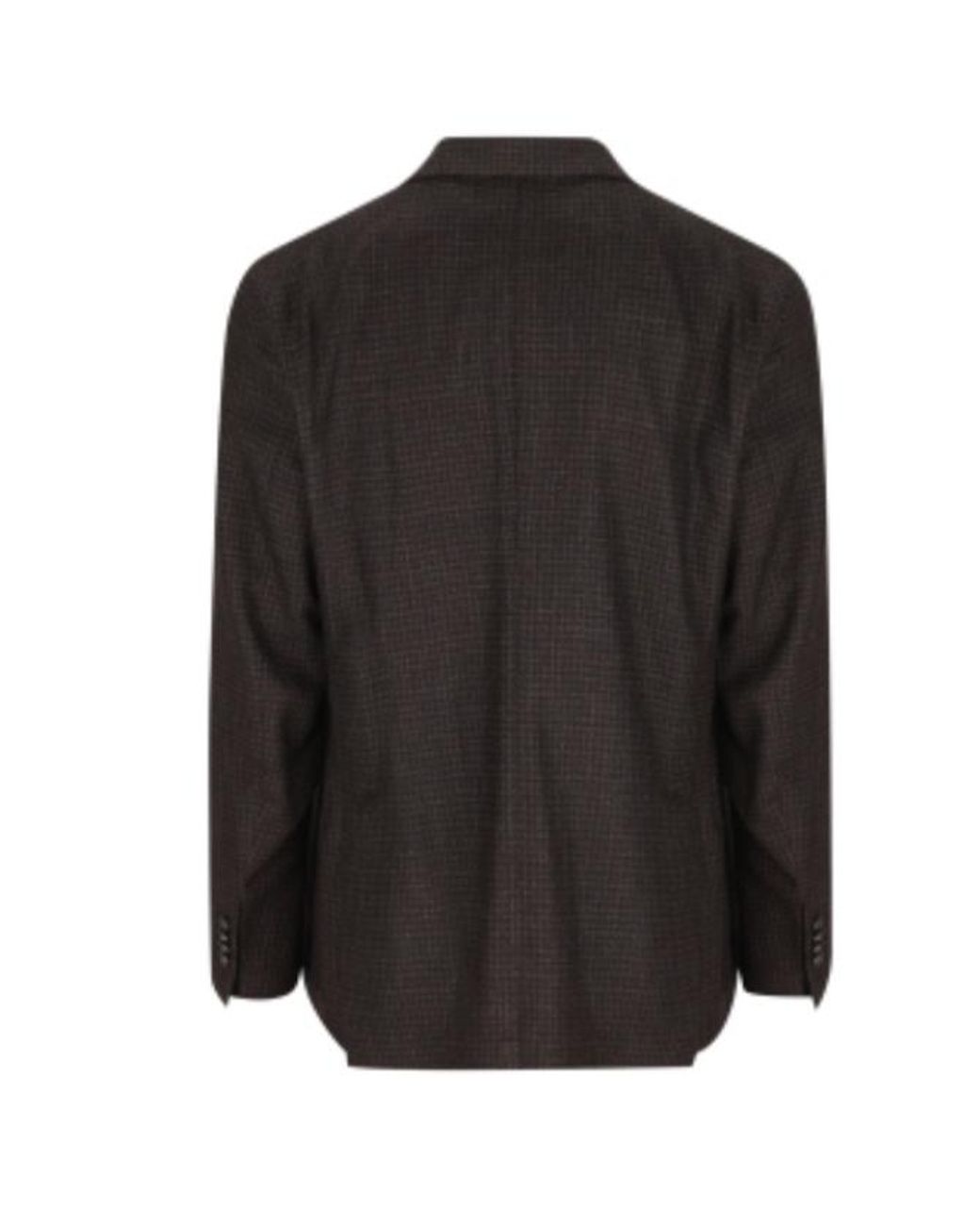 Tagliatore Black Double-Breasted Checked Blazer for men