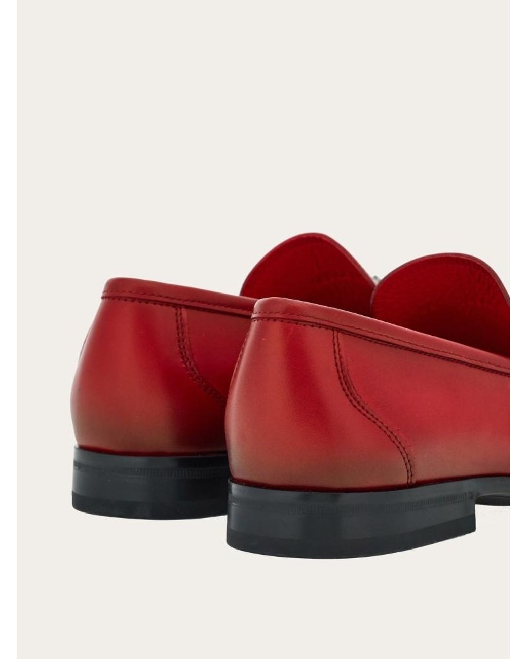 Ferragamo Red Gancini Buttoned Loafers for men
