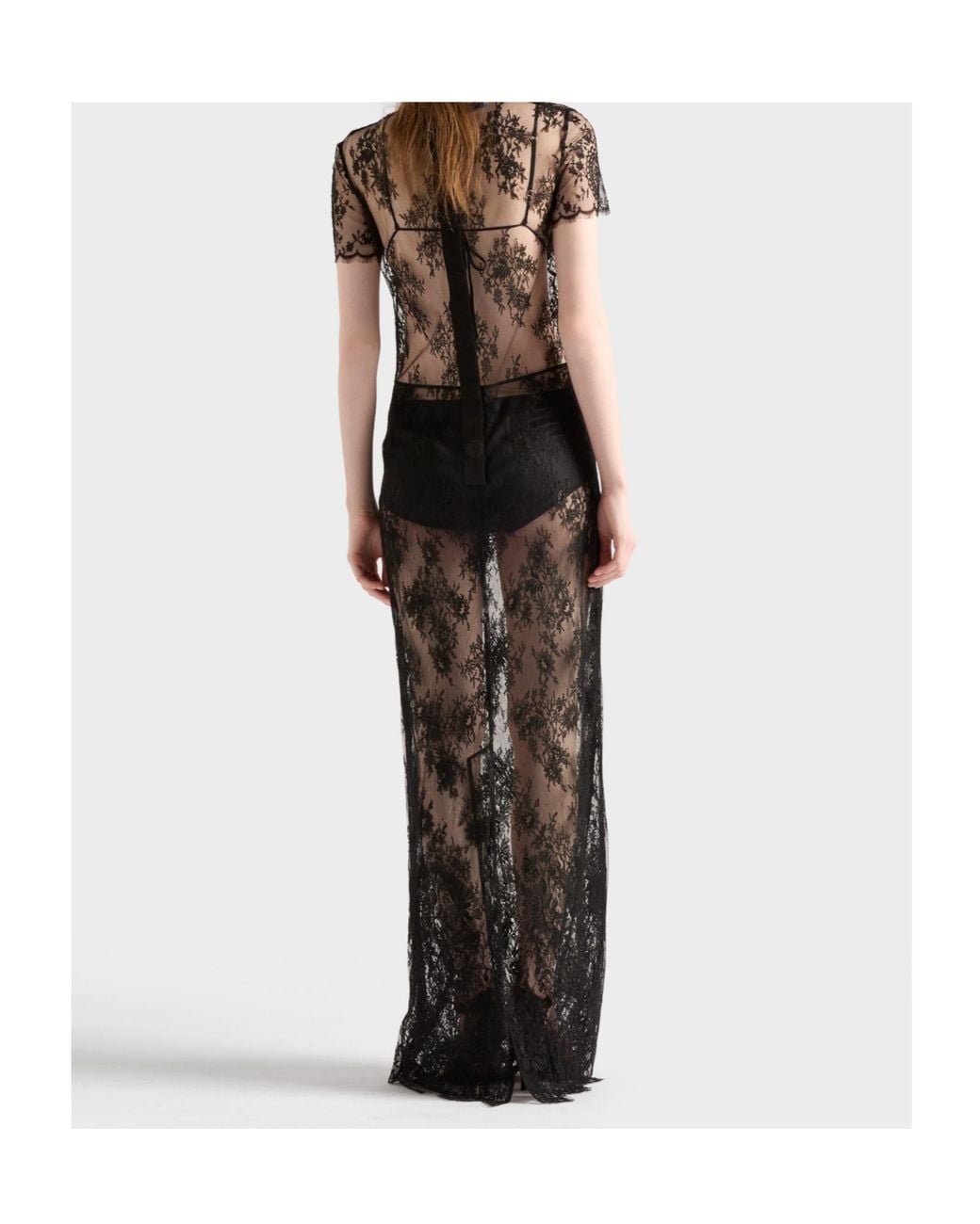 Prada Black Long Lace Dress
