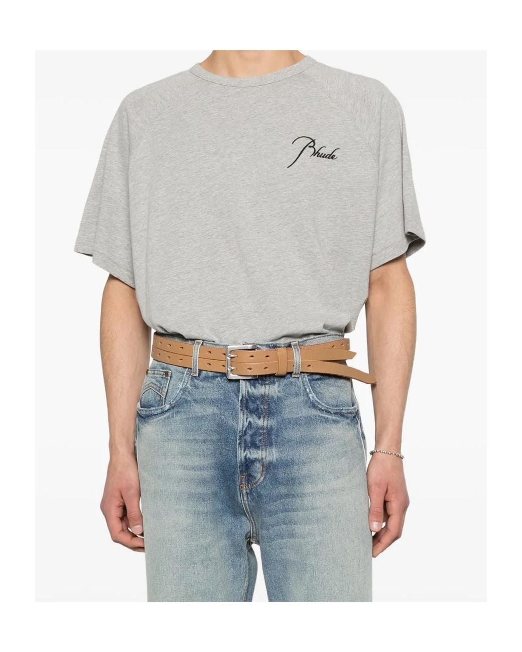 Rhude Gray Classique Raglan Logo T-Shirt for men