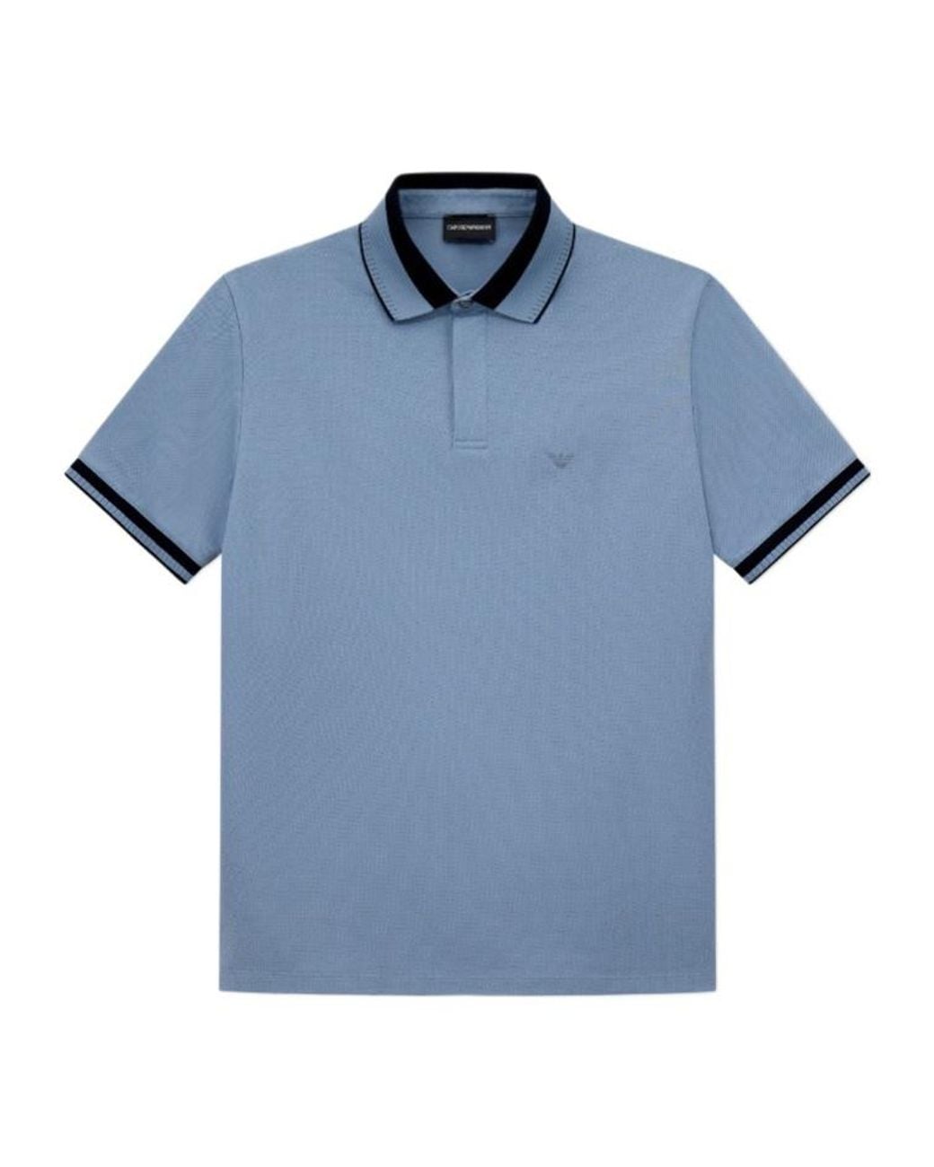 Emporio Armani Blue Logo-Embroidered Polo Shirt for men