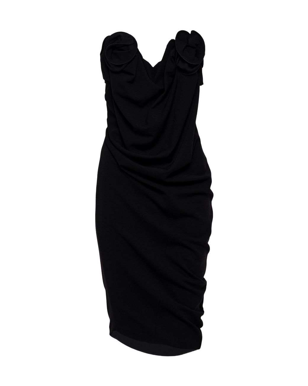 Magda Butrym Black Draped Strapless Floral Dress