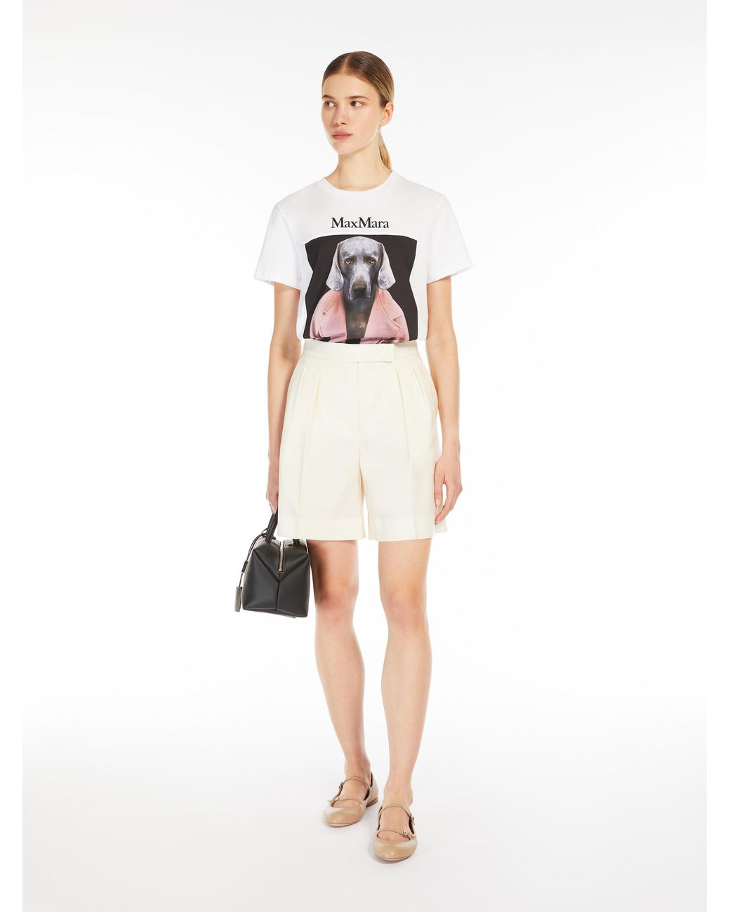 Max Mara White Cipria Graphic Printed Crewneck T-Shirt