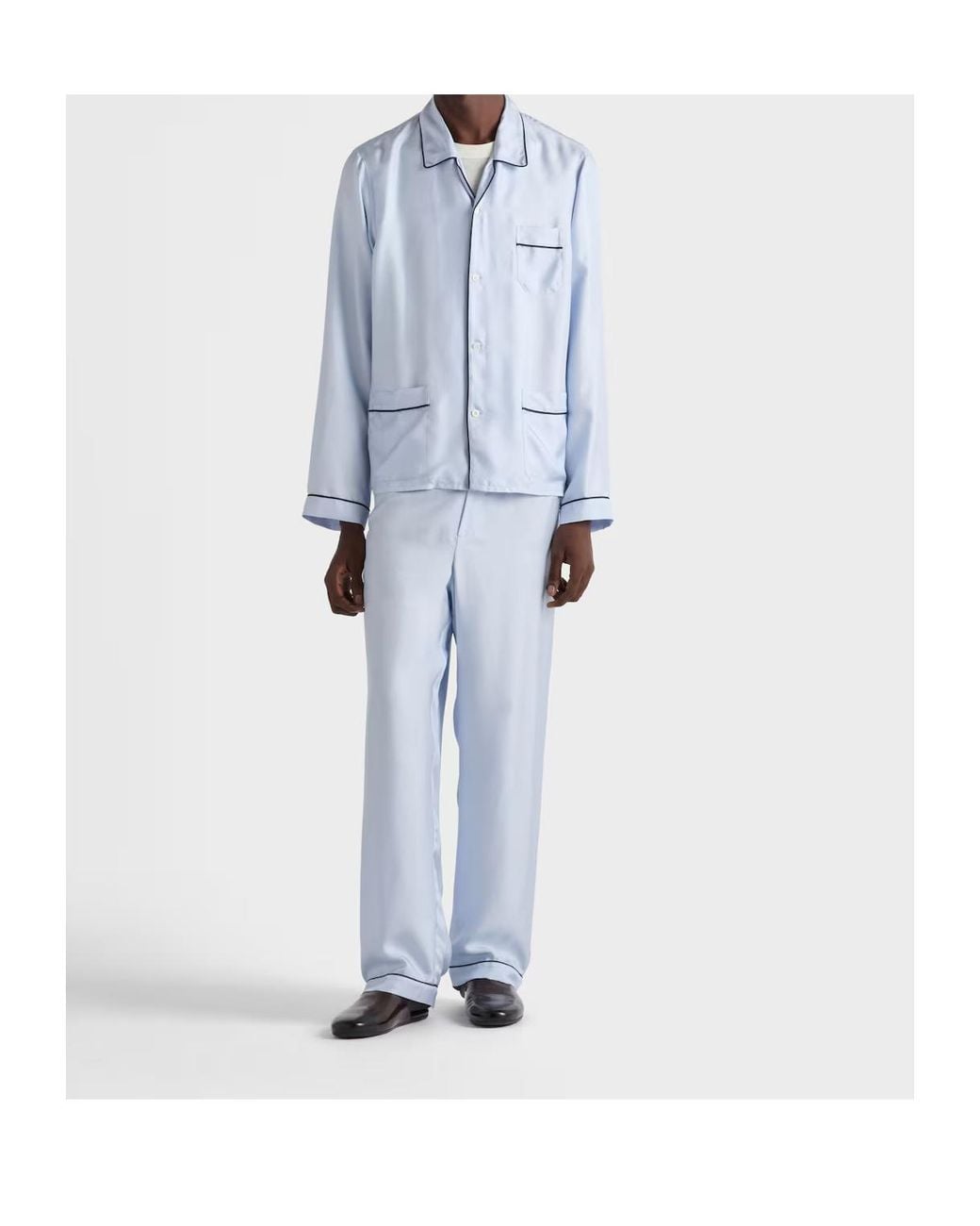 Prada Blue Silk Twill Pajamas for men