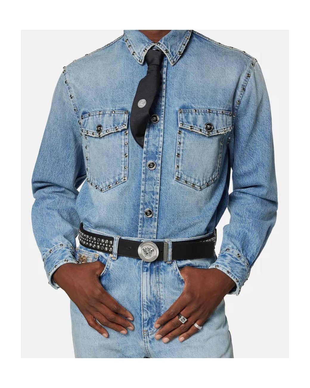 Versace White Medusa Biggie Embellished Belt for men
