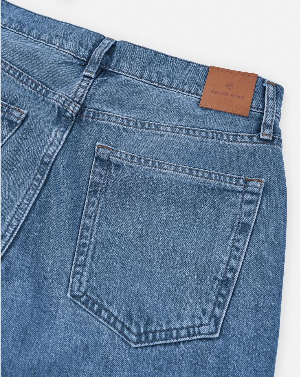 Anine Bing Blue Mid-Wash Wide-Leg Jeans