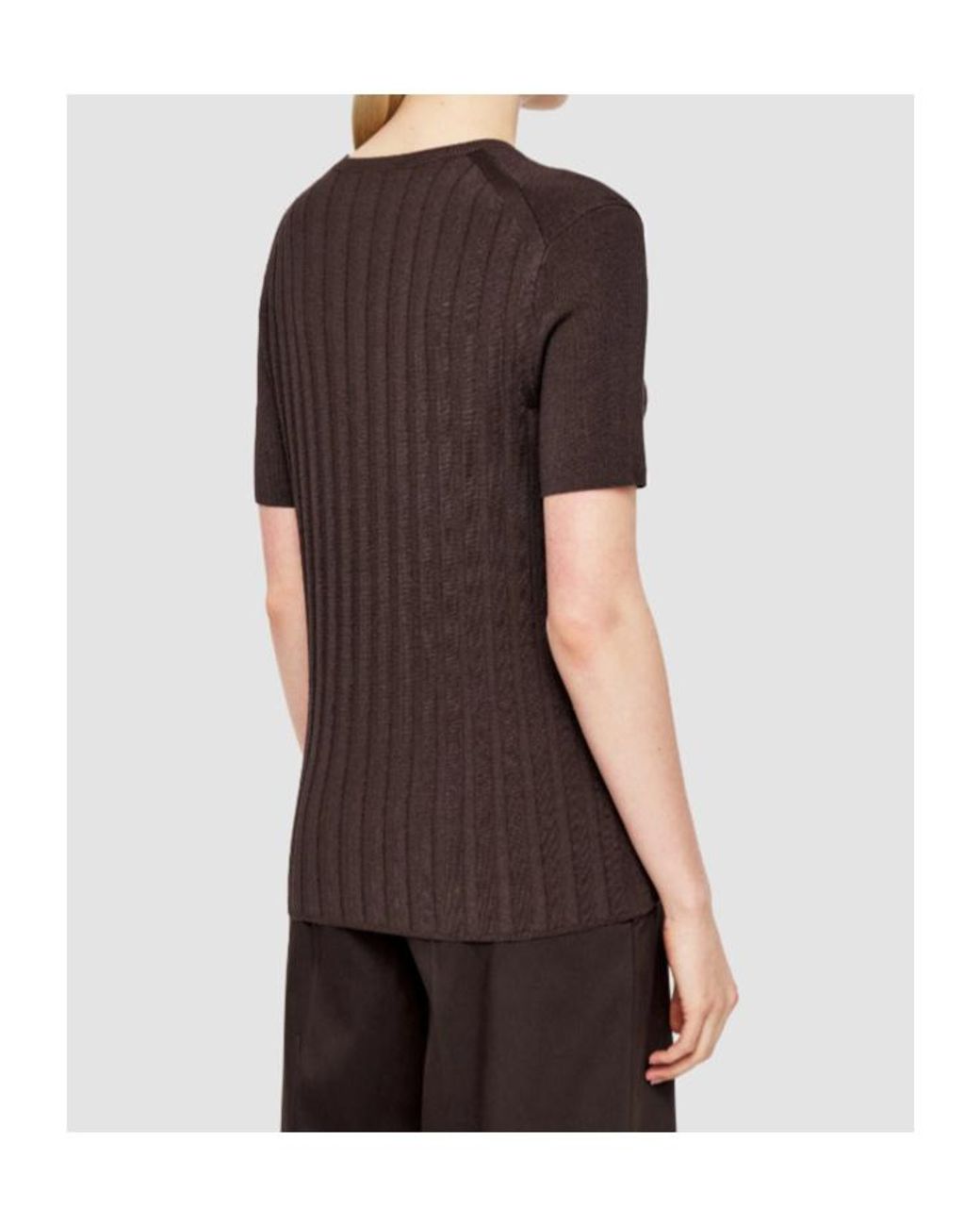 Joseph Brown Satiny Rib Knit Top
