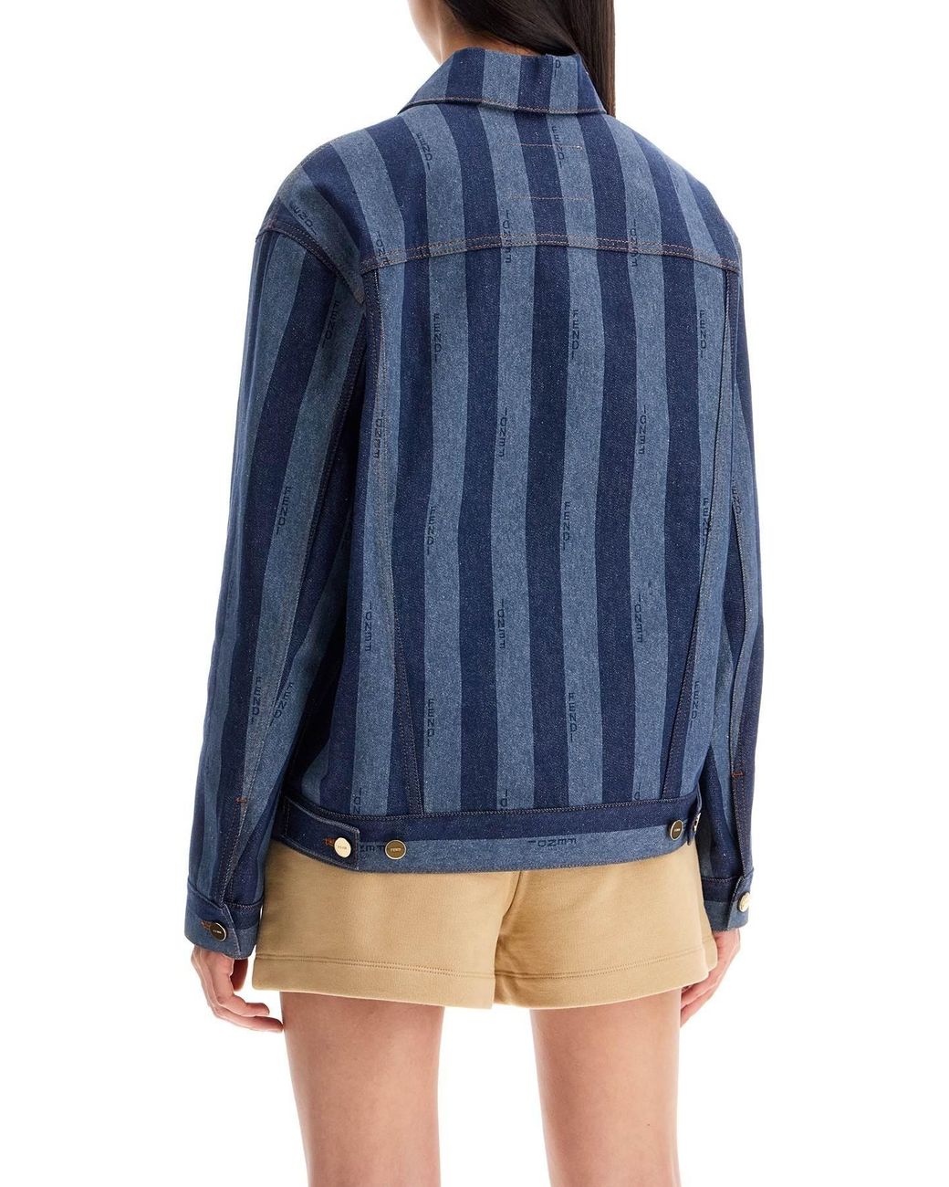 Fendi Blue Striped Button-Up Jacket