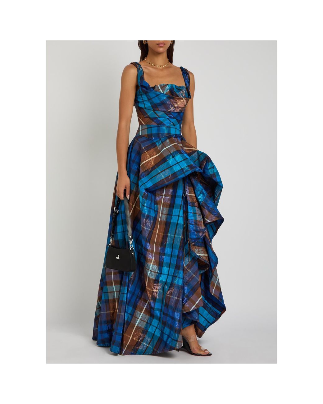 Vivienne Westwood Blue Plaid Shiny Dress