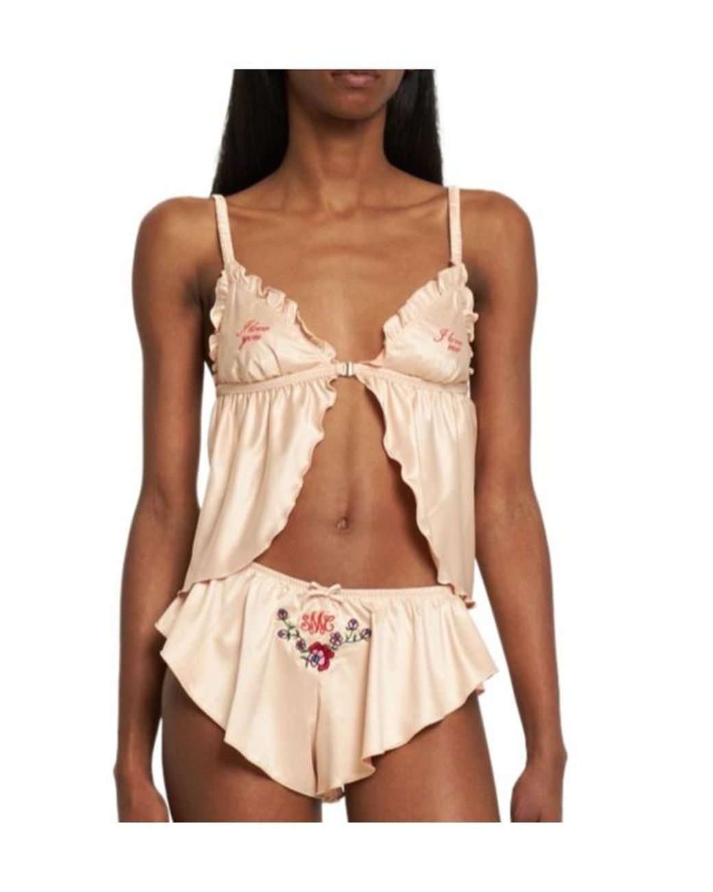 Stella McCartney Pink Embroidered Satin Sleep Shorts