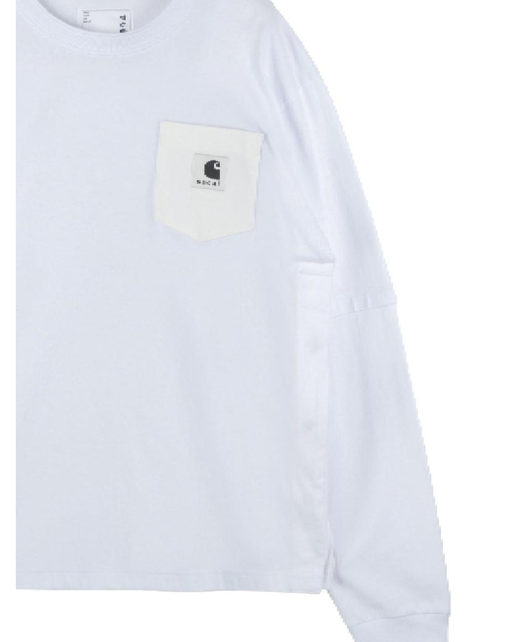 Sacai White X Carhartt Wip Logo Patch Crewneck Sweatshirt for men