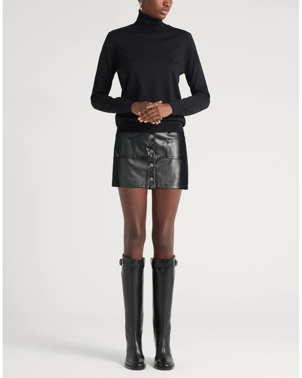 DIESEL Black Stylish Versatile Solid Color Umbrella Skirt
