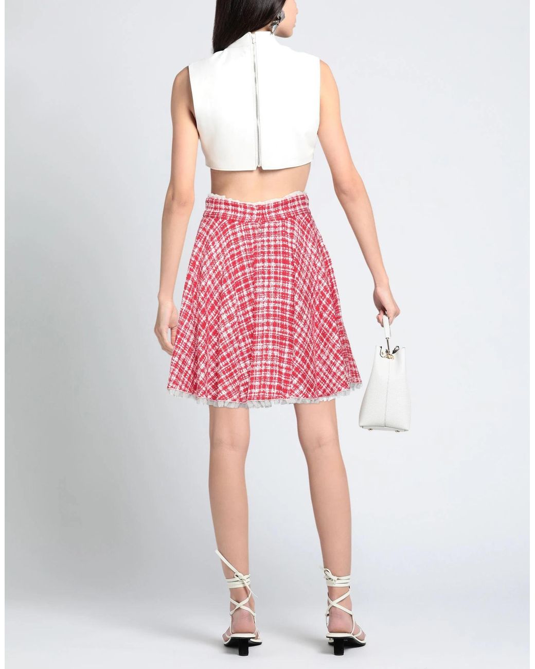 Dolce & Gabbana Red Plaid Spliced Mini Skirt