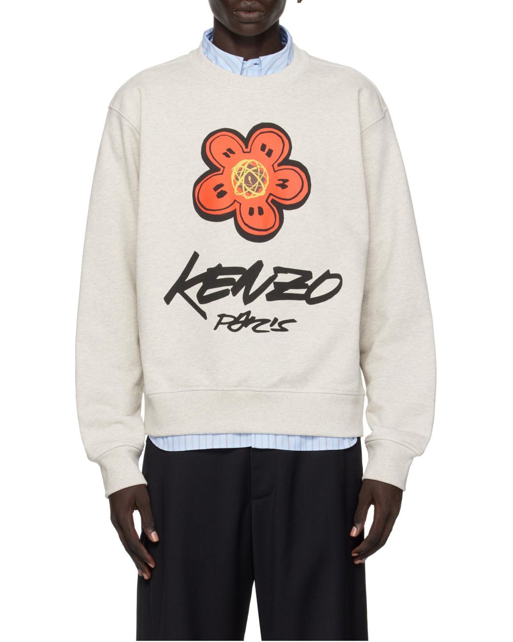 KENZO White Logo Printed Crewneck Sweatshirt for men