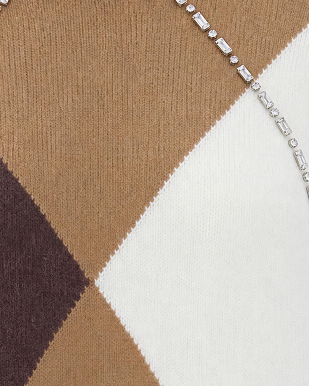 Liu Jo Brown Argyle Embellished Jumper