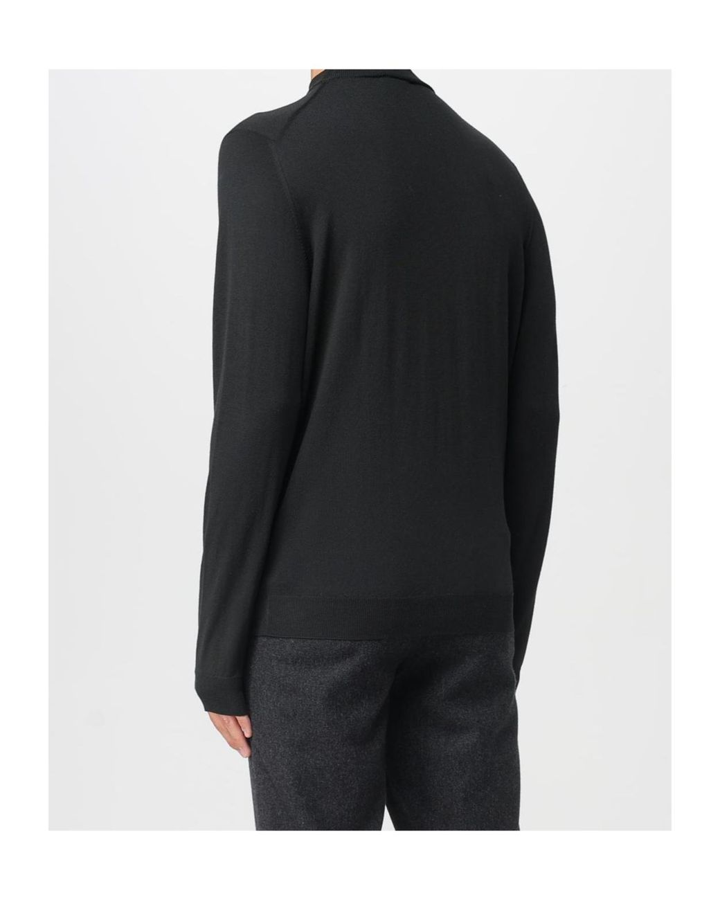 Zanone Black Long-Sleeves Crew-Neck Sweater for men