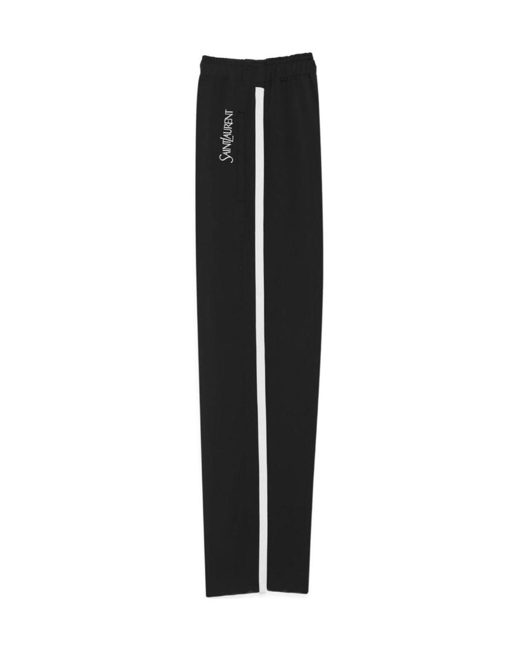 Saint Laurent Black Logo-Embroidered Drawstring Striped Track Pants for men