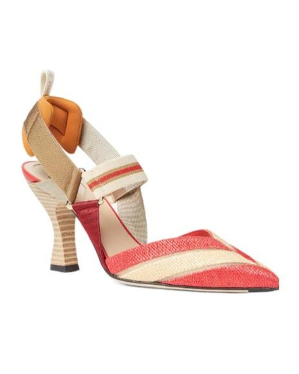 Fendi Pink Colibrì Chevron Slingback Pumps