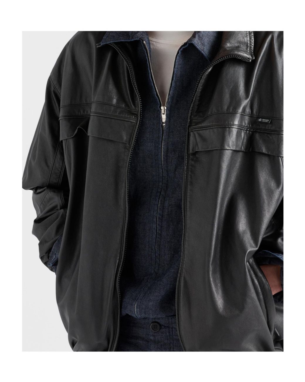 Prada Black Nappa Leather Jacket for men