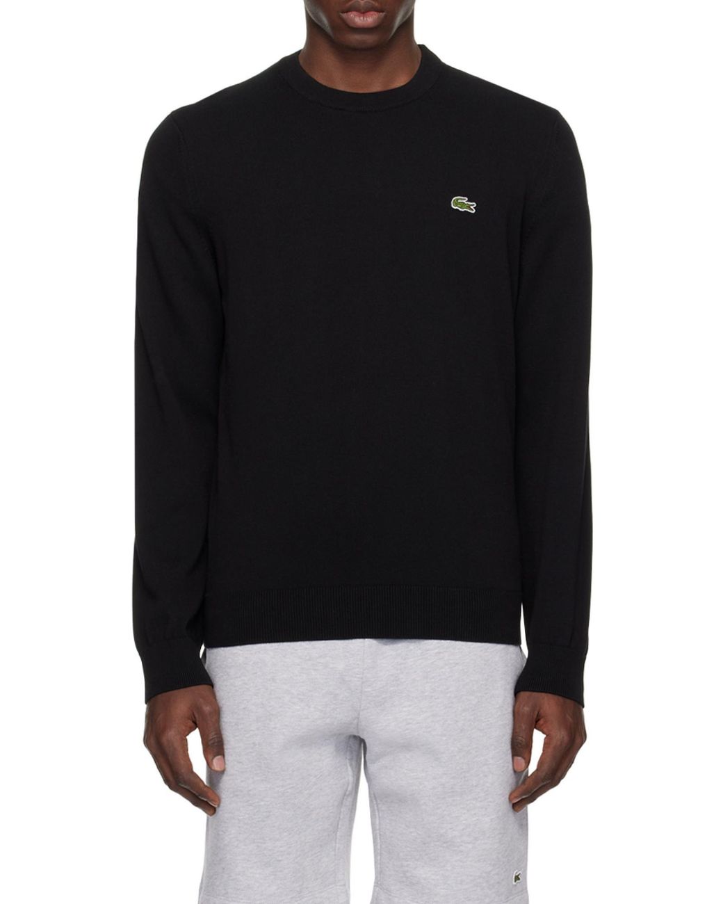 Lacoste Black Logo Patch Crewneck Knitted Jumper for men