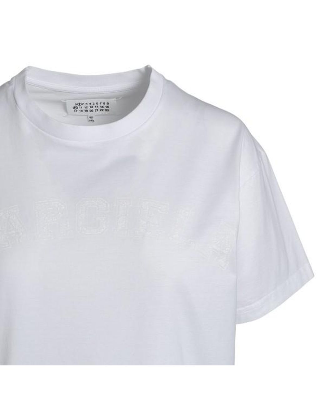 Maison Margiela White Logo Detailed Crewneck T-Shirt