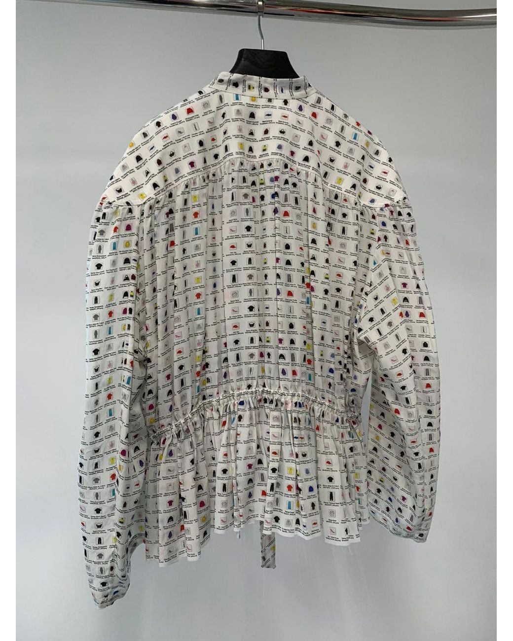 Balenciaga White Printed Long-Sleeved Blouse