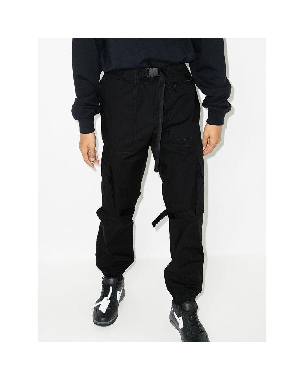 Off-White c/o Virgil Abloh Black Diag-Stripe Ripstop Cargo Trousers for men