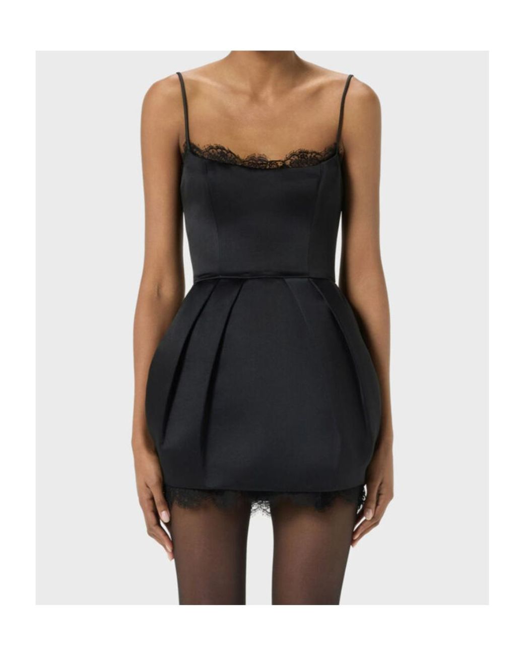 Blumarine Black Lace-Trim Balloon Mini Dress