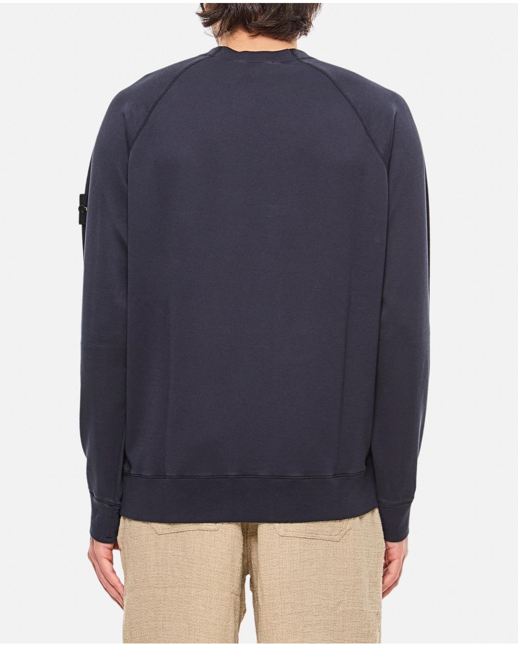 Stone Island Blue Compass Patch Crewneck Sweatshirt for men