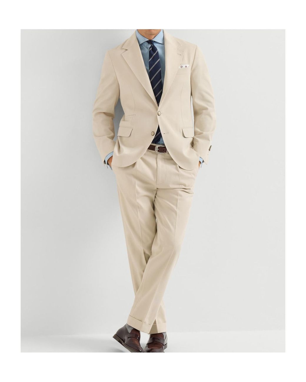 Brunello Cucinelli Natural Cotton And Virgin Wool Gabardine Deconstructed Blazer for men