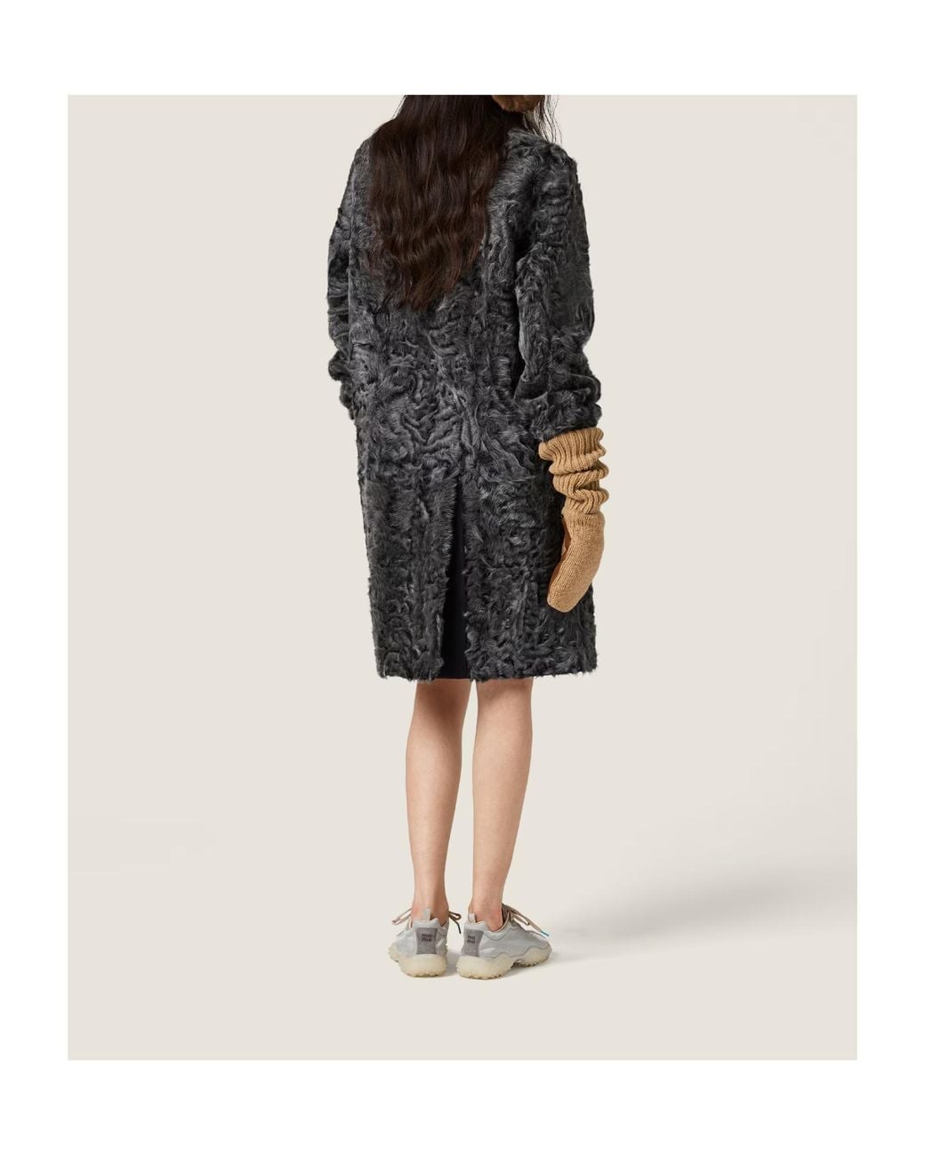 Miu Miu Gray Reversible Wool And Chekiang Coat