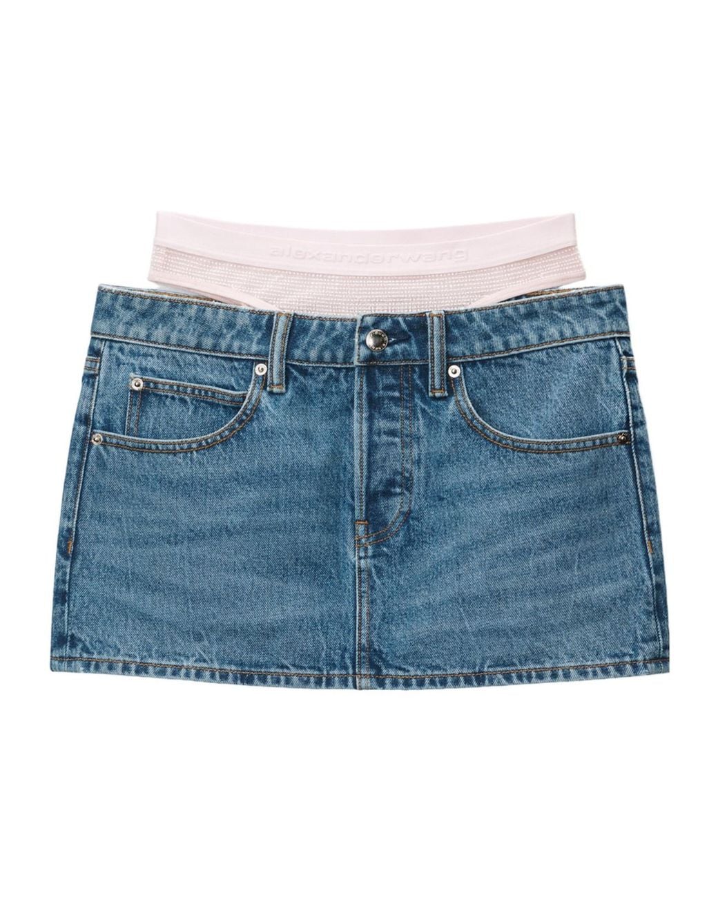 Alexander Wang Blue Prestyle Hotfix Layered Mini Skirt