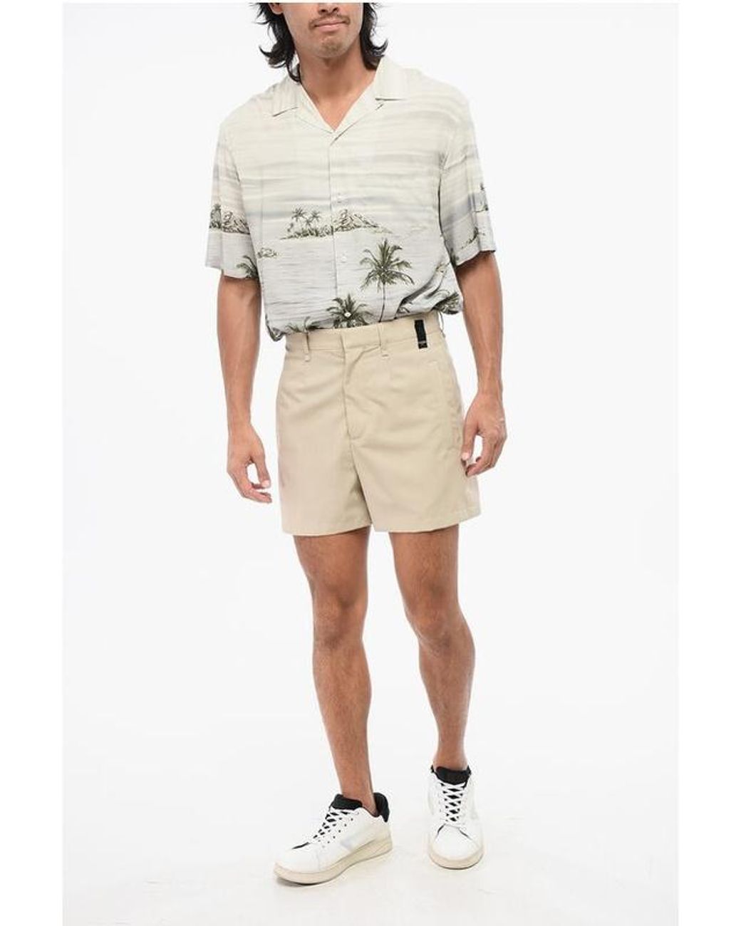 Fendi Natural Logo Patch Bermuda Shorts for men
